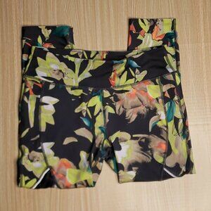 Avia Womens Gray Floral Athletic Leggings Small